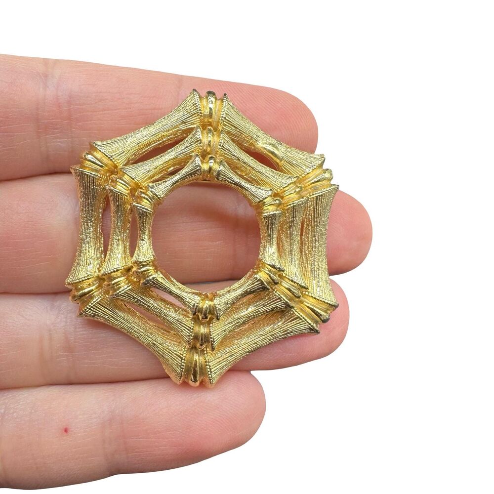 Vintage Gold Tone Bamboo Brooch